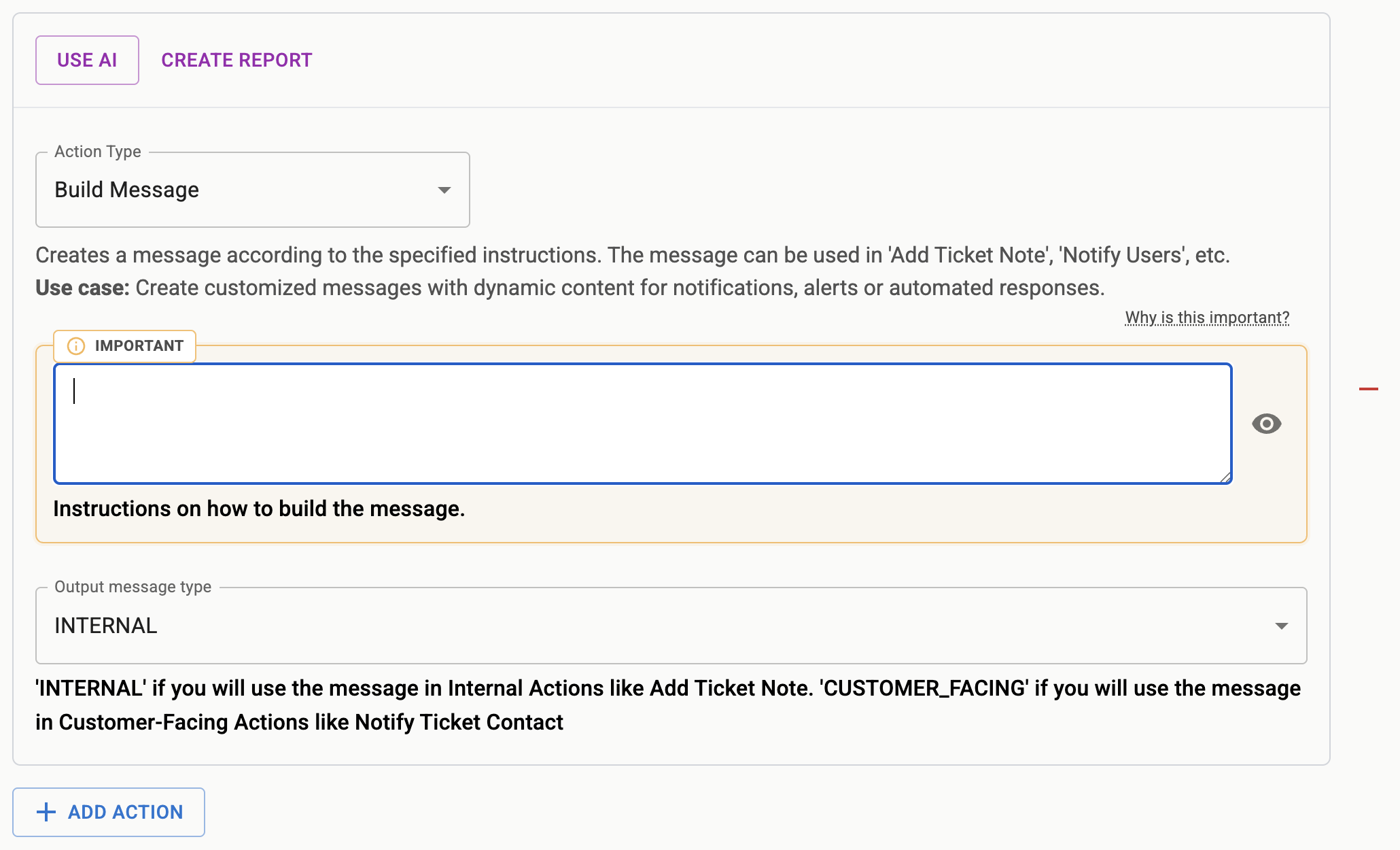 Build Message Action in Neo Agent Dashboard